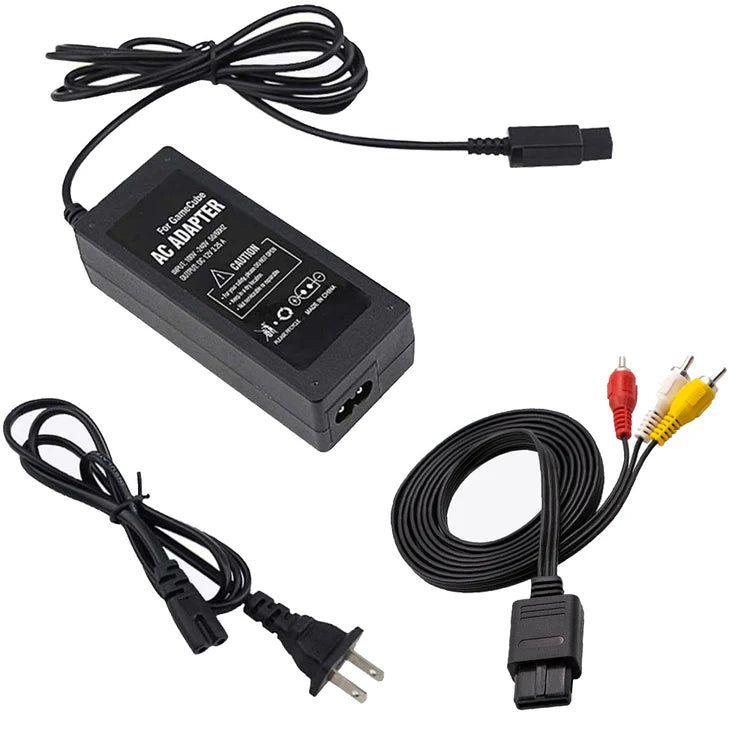 AV Composite Cable and Power Adapter Bundle for GameCube